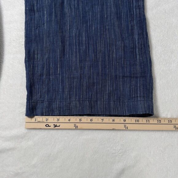 Athleta Cabo Linen Textured Wide Leg Pants Sz 10 Tall Blue Pull On Comfort - Picture 12 of 12